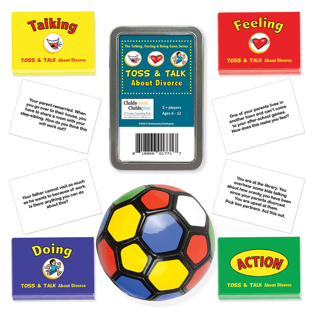 The Talking, Feeling & Doing Divorce Toss & Talk Card Game with Ball