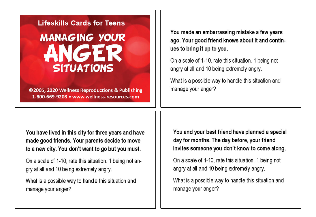 Lifeskills Cards for Teens: Managing Your Anger Situations